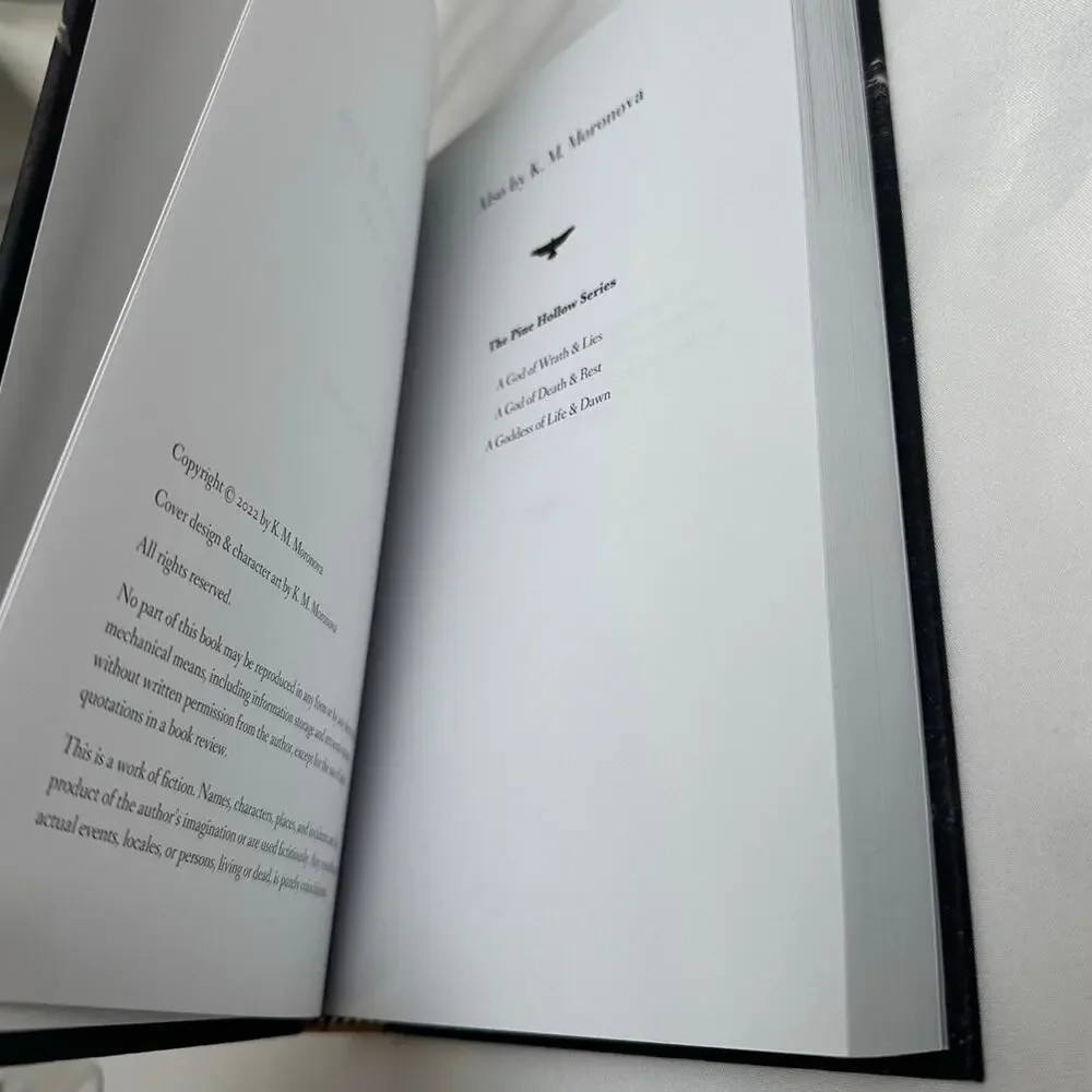 A God of Wrath & Lies K.M. Moronova OOP Hardcover Pine Hollow #1 Romantasy